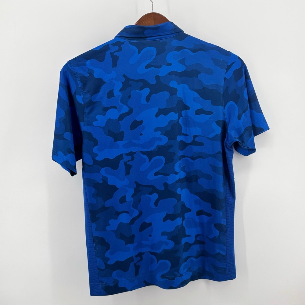 Deolax Mens Blue/Navy Blue Camou Short Sleeve Performanc Polo Size MD - Picture 2 of 10
